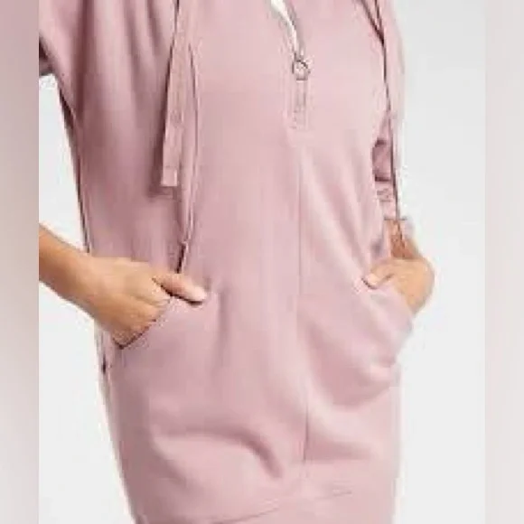 Athleta Cozy Karma 1/4 Zip Sweatshirt Dress mauve medium - Picture 10 of 11